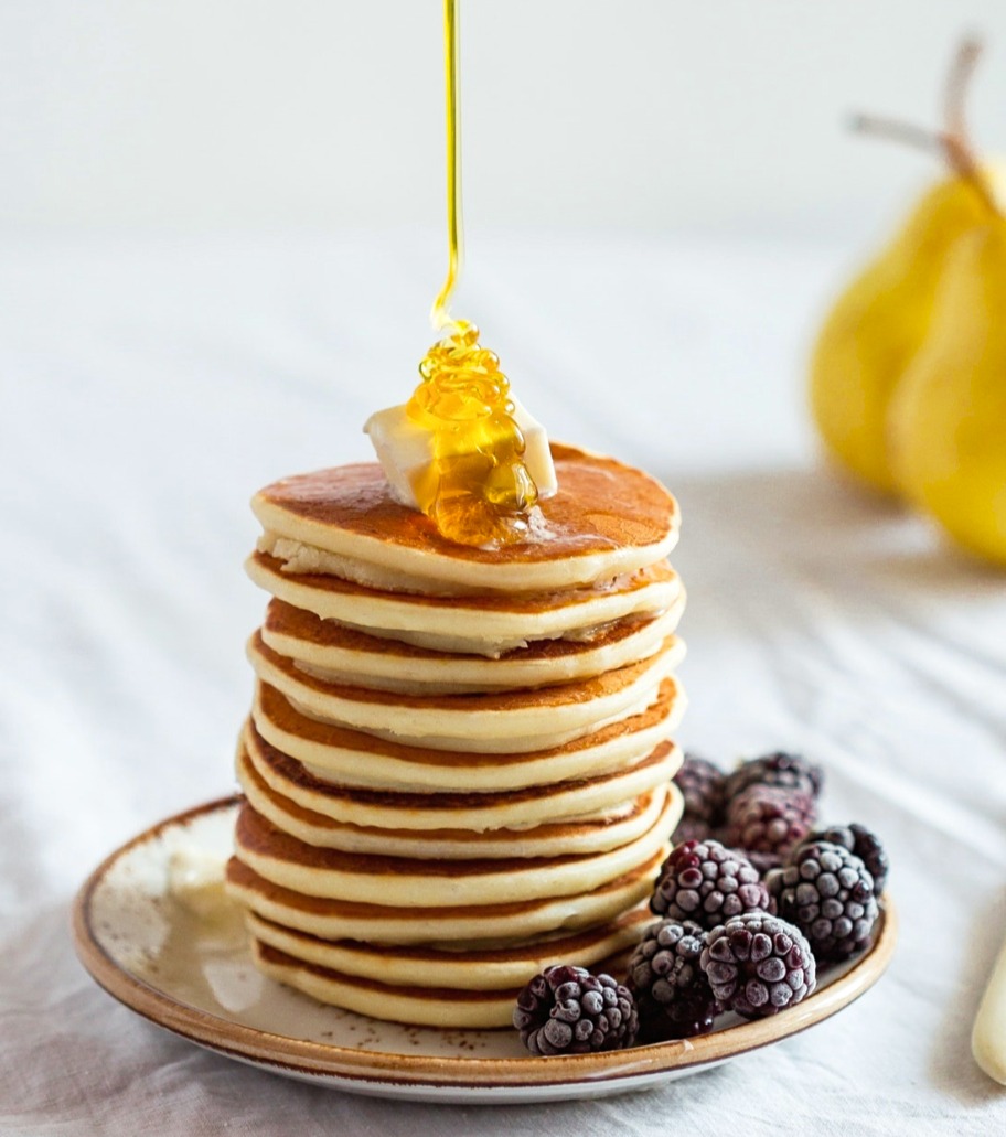 Gluten-Free Vanilla Pancakes with Raw, Local Honey