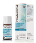 Pranarom Aromacalm Stress Relief Diffusion Blend in small amber bottle. Has chic blue and white packaging.