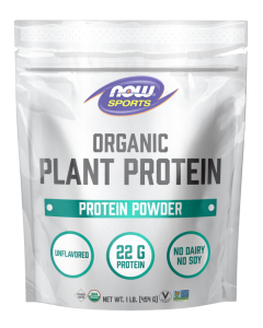 NOW Foods Plant Protein, Organic Unflavored Powder - 1 lb.