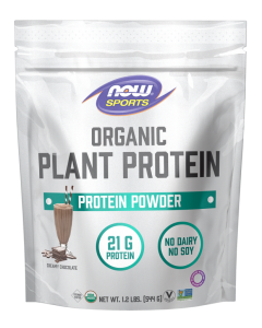 NOW Foods Plant Protein, Organic Creamy Chocolate Powder - 1.2 lbs.