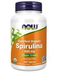 NOW Foods Spirulina 500 mg, Organic - 200 Tablets