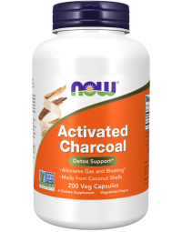 NOW Foods Activated Charcoal 200 Veg Capsules