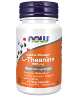 NOW Foods L-Theanine, Double Strength 200 mg - 60 Veg Capsules