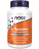 NOW Foods L-Tyrosine 750 mg, Extra Strength - 90 Veg Capsules