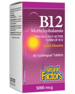 Natural Factors B12 Methylcobalamin  5,000 mcg,  60 Sublingual Tablets