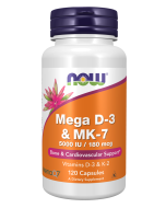 NOW Foods Mega D-3 & MK-7 - 120 Capsules