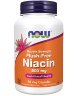 NOW Foods Niacin 500 mg, Double Strength Flush-Free - 90 Veg Capsules