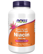 NOW Foods Niacin 500 mg, Double Strength Flush-Free - 180 Veg Capsules