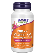 NOW Foods MK-7 Vitamin K-2, Extra Strength 300 mcg - 120 Veg Capsules