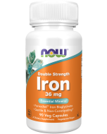 NOW Foods Iron 36 mg, Double Strength - 90 Veg Capsules