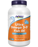 NOW Foods Ultra Omega 3-D™ Fish Oil (Fish Gelatin) - 180 Fish Softgels