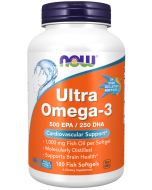 NOW Foods Ultra Omega-3 (Fish Gelatin) - 180 Fish Softgels