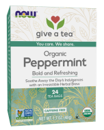 NOW Foods Peppermint Tea, Organic - 24 Tea Bags