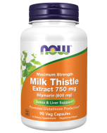 NOW Foods Milk Thistle Extract 750 mg Silymarin (600 mg), Maximum Strength - 90 Veg Capsules