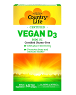 Country Life Vegan D3 5000 IU, 60 Softgels