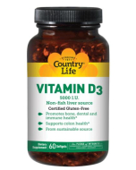 Country Life Vitamin D3 5000 IU, 60 Softgels