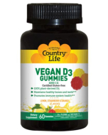 Country Life Vegan D3 Gummies, Fruit Flavored, 60 Count