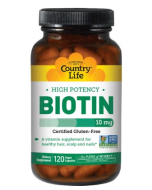 Country Life High Potency Biotin 10 Mg, 120 Vegetarian Capsules