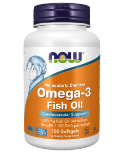 NOW Foods Omega-3 Fish Oil, Molecularly Distilled - 100 Softgels