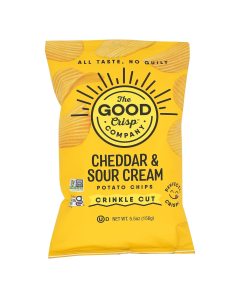 The Good Crisp Company Crinkle Cut Potato Chips Cheddar & Sour Cream - Front view