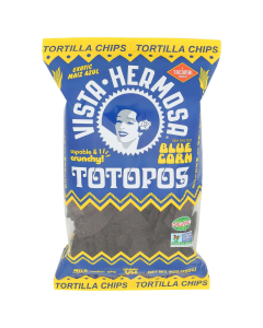 Vista Hermosa Totopos Blue Corn Tortilla Chips - Front view