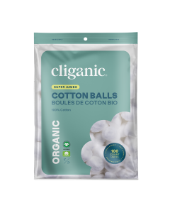 Cliganic Organic Super Jumbo Cotton Balls - Front view