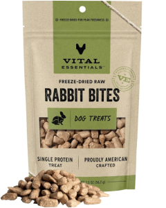 Vital Essentials Freeze Dried Dogs Treat Rabbit Bites - Front view