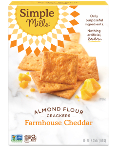 Simple Mills Farmhouse Cheddar Almond Flour Crackers, 4.25 oz.