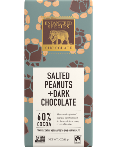 Endangered Species Salted Peanuts + Dark Chocolate, 3 oz.