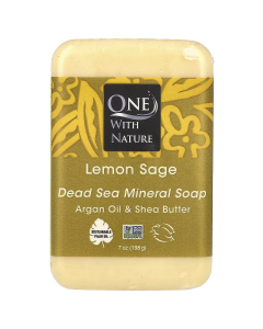 One With Nature Lemon Sage Dead Sea Mineral Soap - Front view