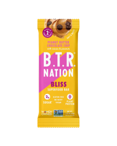 B.T.R Nation Peanut Butter Chocolate Chip Bliss Protein Bar - Front view