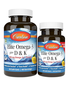 Carlson Elite Omega 3+D&K, 60+30 softgels - Front view