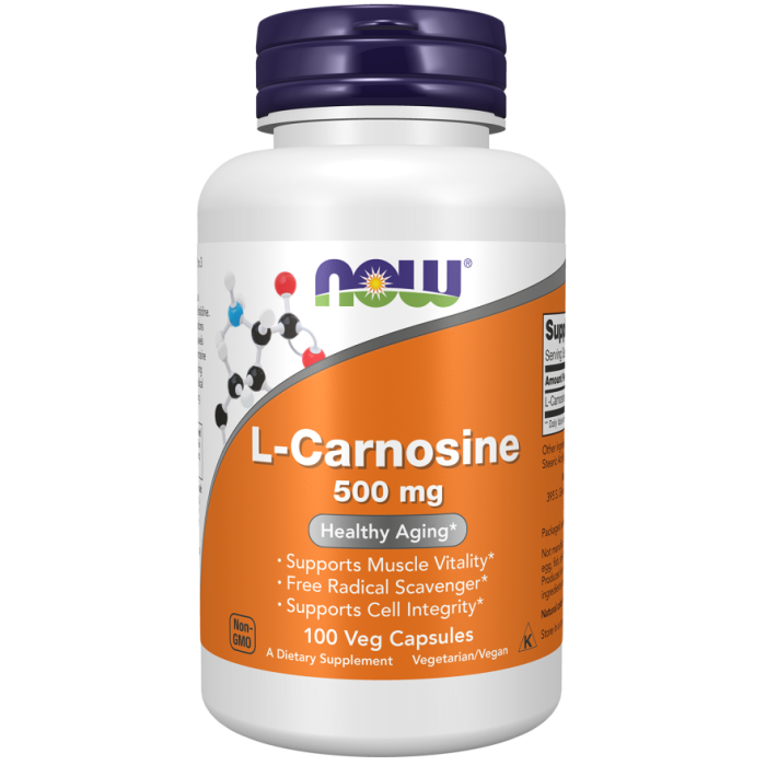 NOW Foods L-Carnosine 500 mg - 100 Veg Capsules