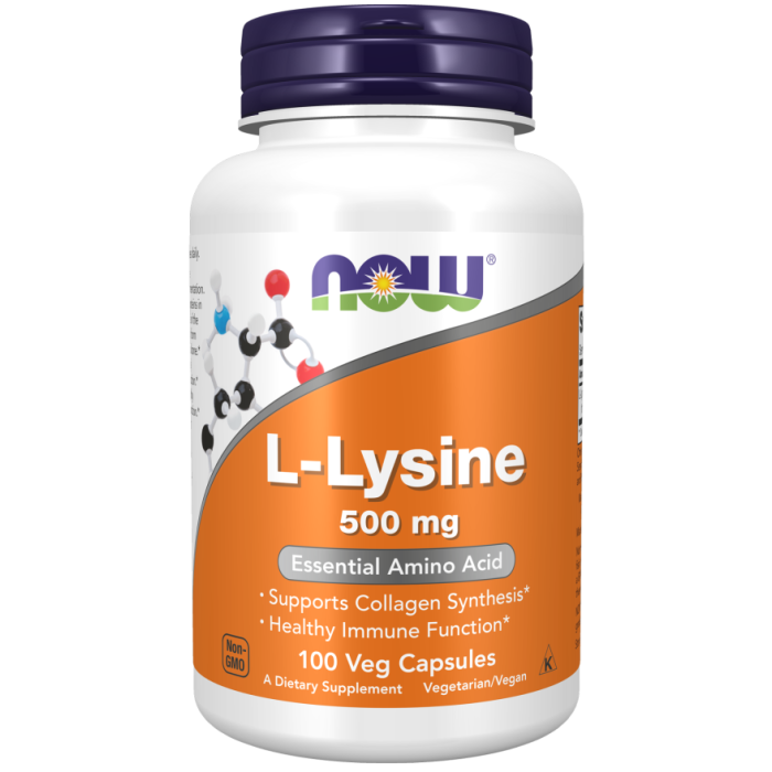 NOW Foods L-Lysine 500 mg - 100 Veg Capsules