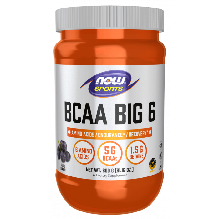 NOW Foods BCAA Big 6, Grape Flavor Powder - 600 g