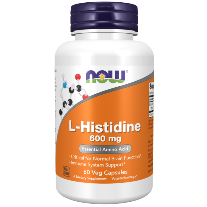 NOW Foods L-Histidine 600 mg - 60 Veg Capsules