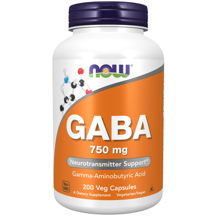 NOW Foods GABA 750 mg - 200 Veg Capsules