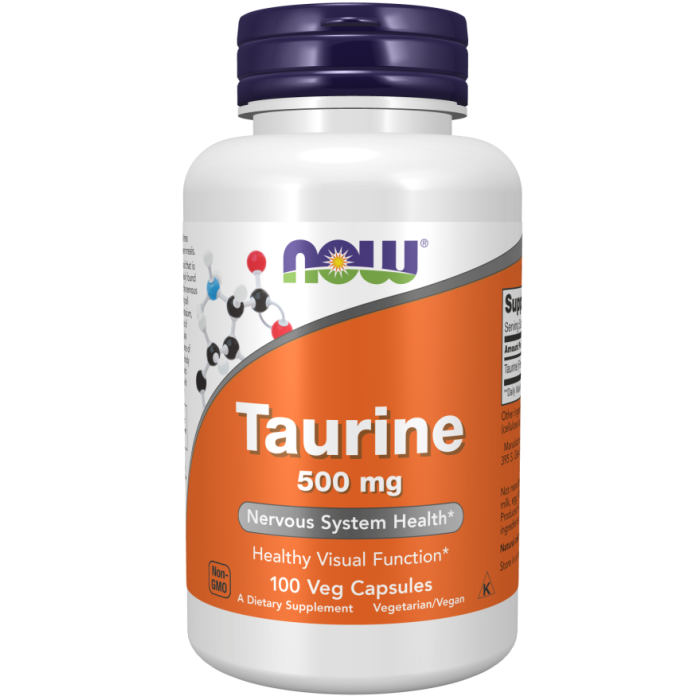 NOW Foods Taurine 500 mg - 100 Veg Capsules