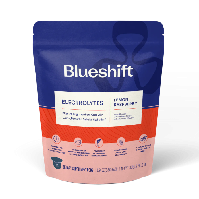 Blueshift Nutrition Electrolytes Lemon Raspberry - Front view