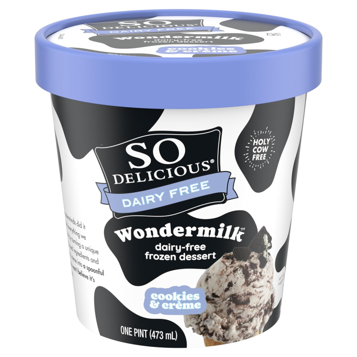 So Delicious Dairy Free Wondermilk Frozen Dessert Cookies and Crème - Front view