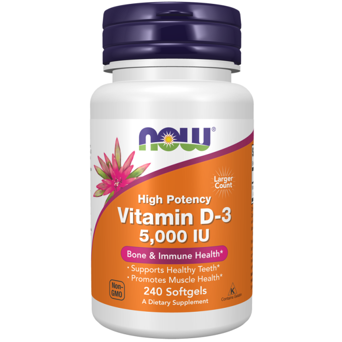 NOW Foods Vitamin D-3 5000 IU - 240 Softgels