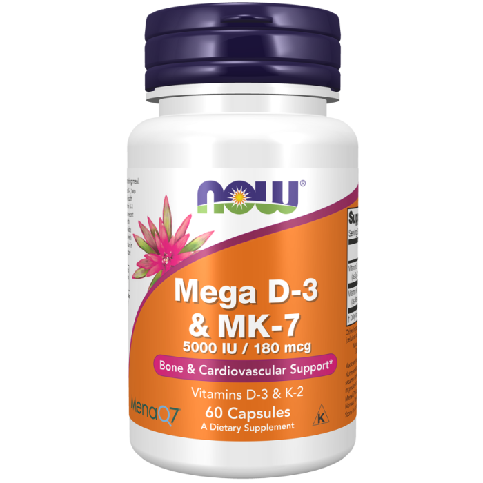 NOW Foods Mega D-3 & MK-7 - 60 Capsules