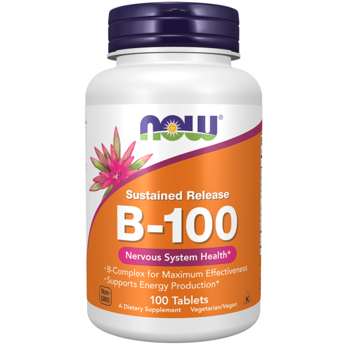 NOW Foods Vitamin B-100 Sustained Release - 100 Tablets