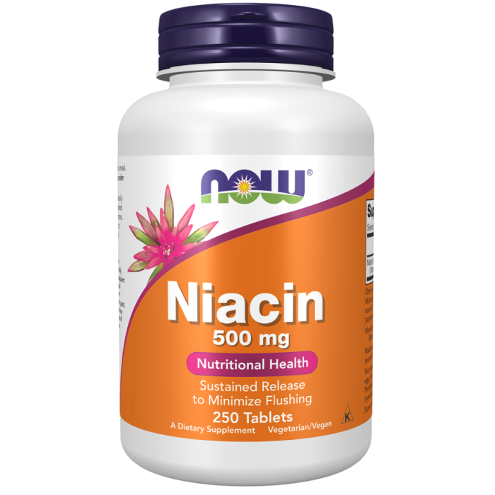 NOW Foods Niacin 500 mg - 250 Tablets