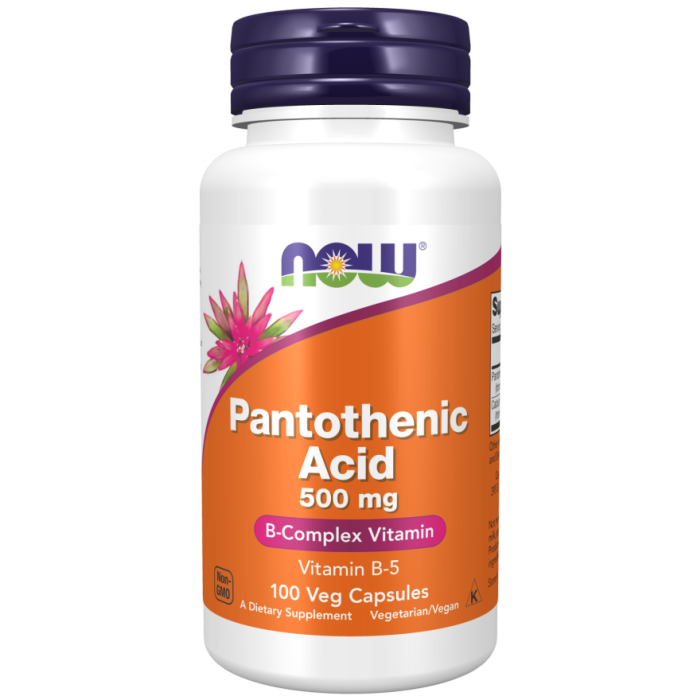 NOW Foods Pantothenic Acid 500 mg - 100 Veg Capsules