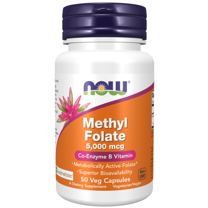 NOW Foods Methyl Folate 5000 mcg - 50 Veg Capsules