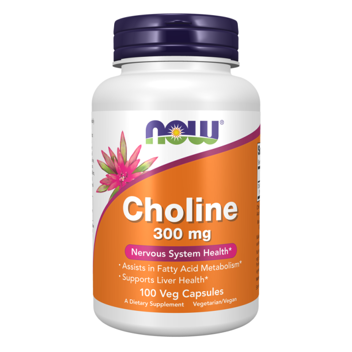 NOW Foods Choline 300 mg - 100 Veg Capsules