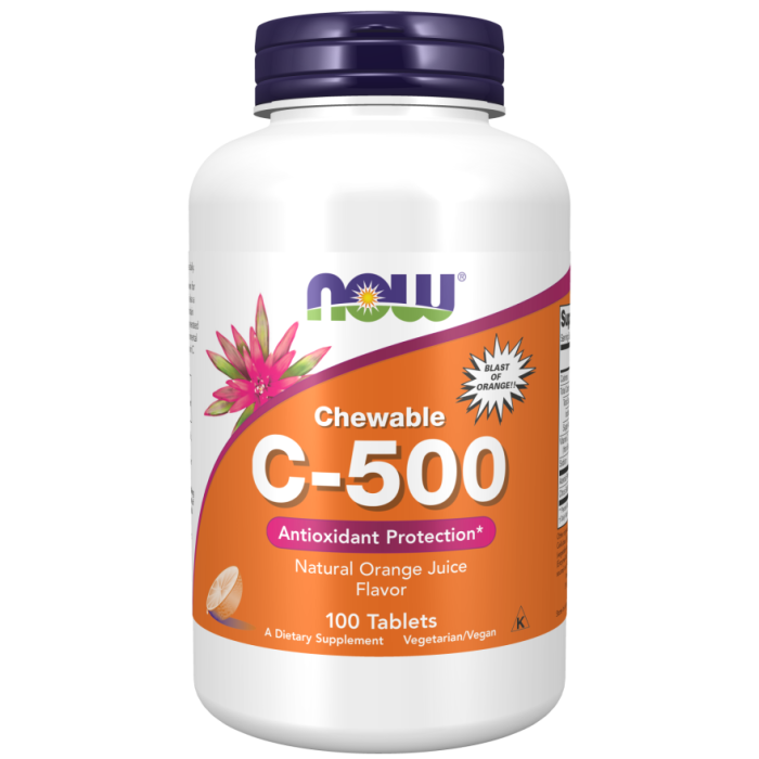 NOW Foods Vitamin C-500 Orange Chewable - 100 Tablets