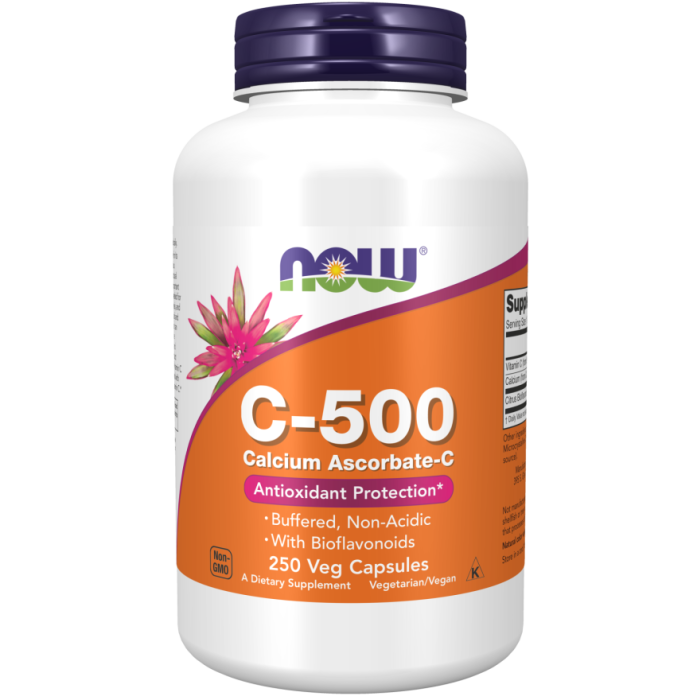 NOW Foods Vitamin C-500 Calcium Ascorbate-C - 250 Veg Capsules