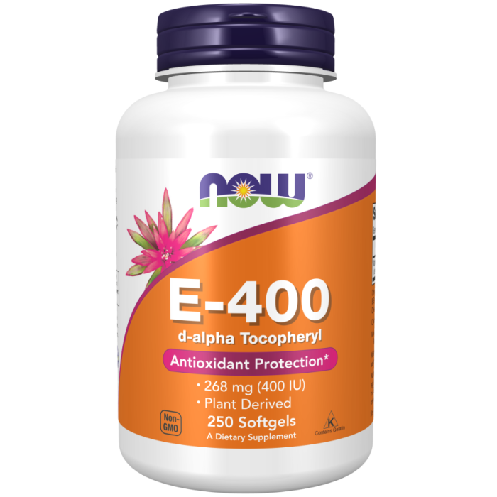 NOW Foods Vitamin E-400 D-Alpha Tocopheryl - 250 Softgels